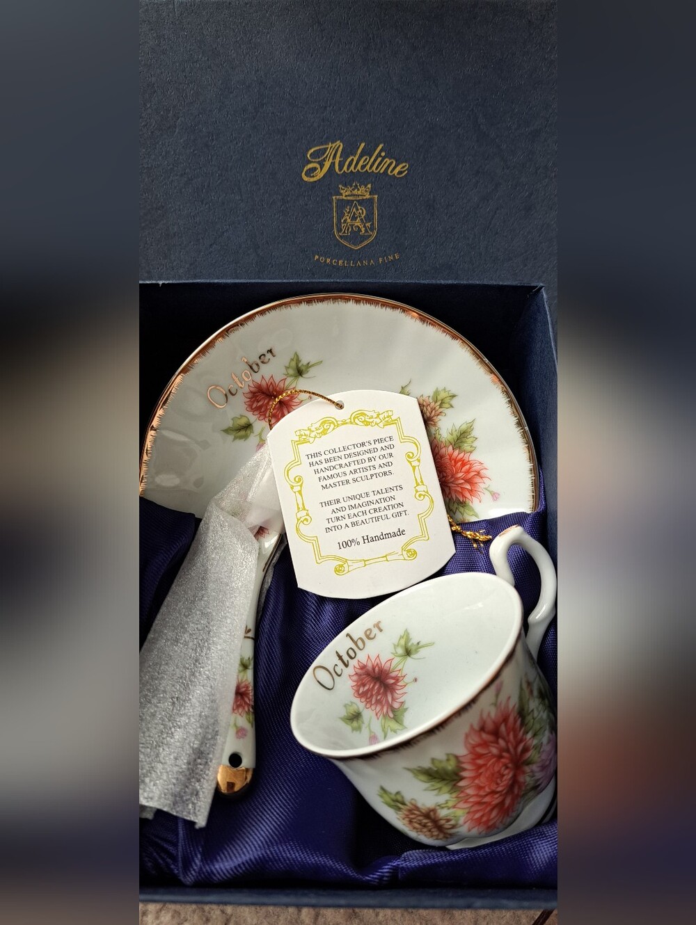 Madeline Pink Floral Teacup and Saucer with Gold Trim